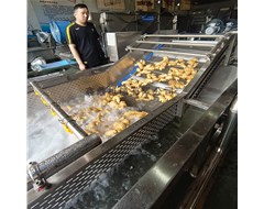 客戶親自帶產品來試機大姜清洗風干線